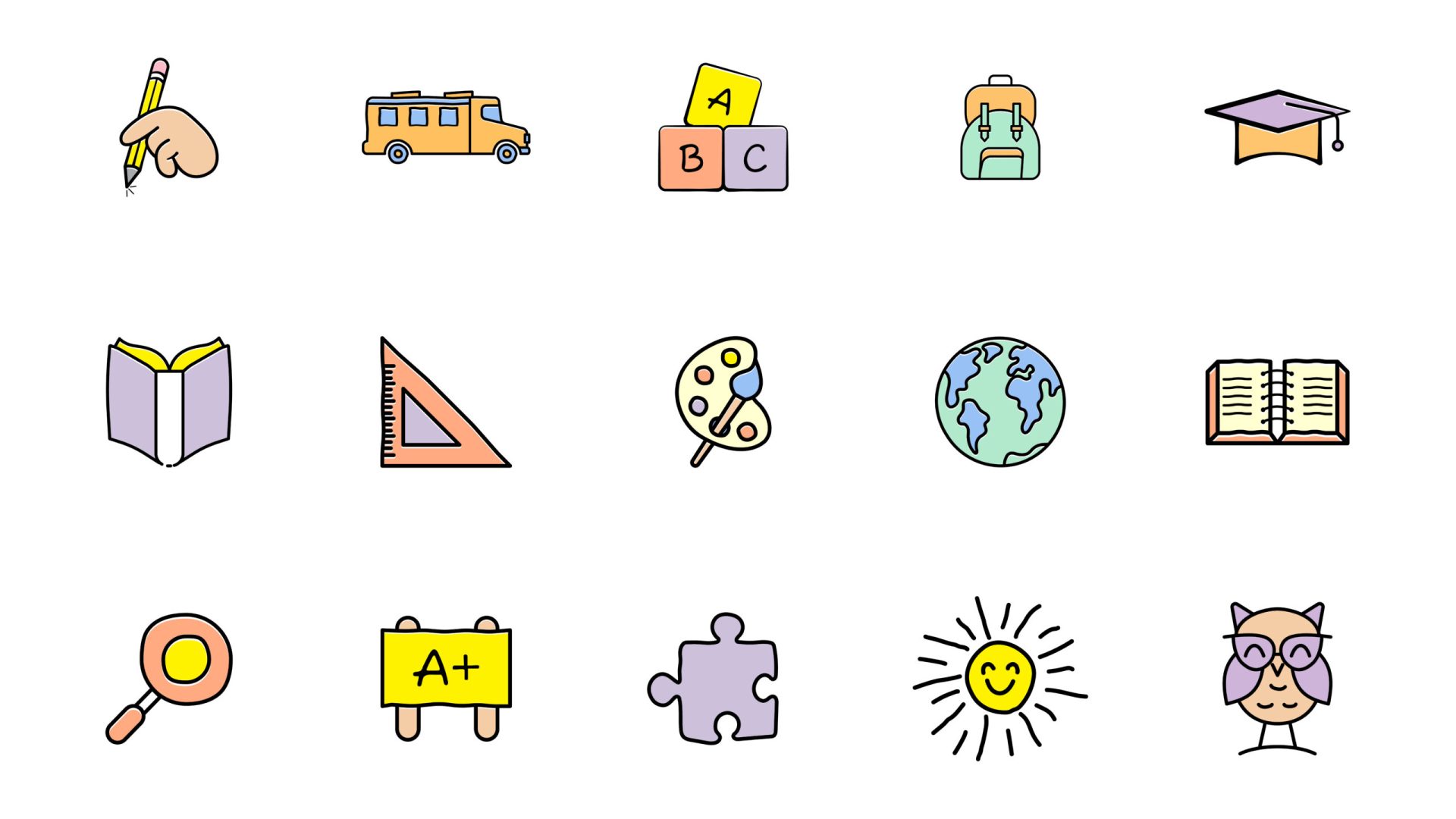 6 Kids Education Icon Design