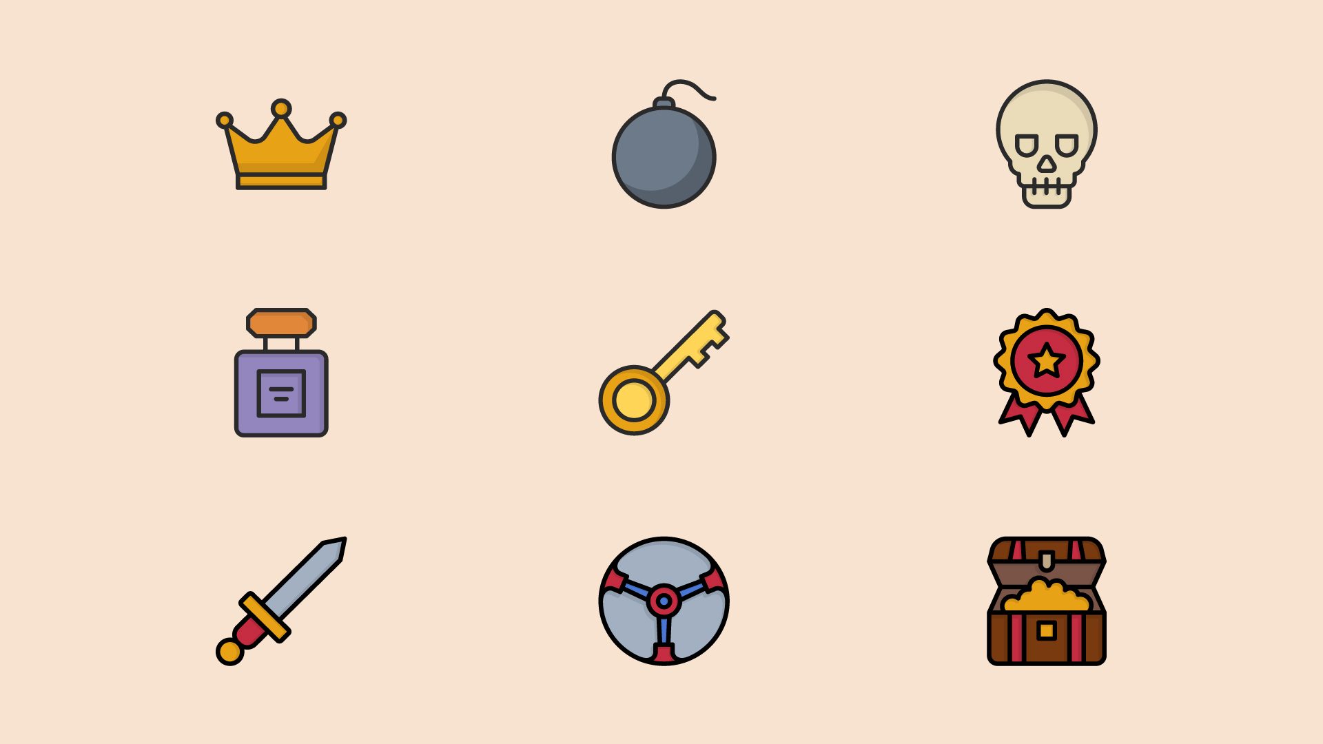 Quest & Combat Gaming Icon Design